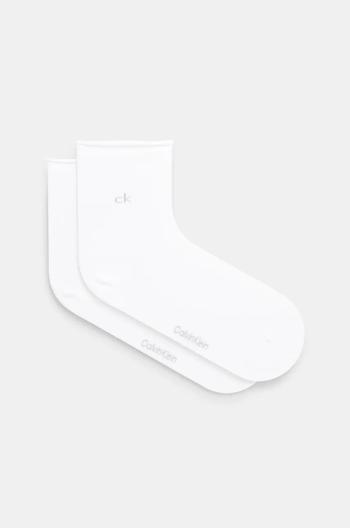 Ponožky Calvin Klein 2-pak dámske, biela farba, 701229681