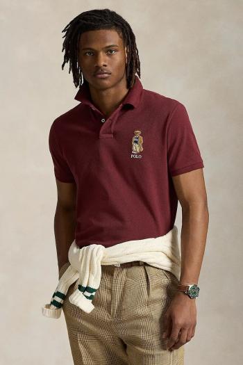 Bavlnené polo tričko Polo Ralph Lauren Sskccmslm1 Short Sleeve bordová farba, jednofarebné, 710973159