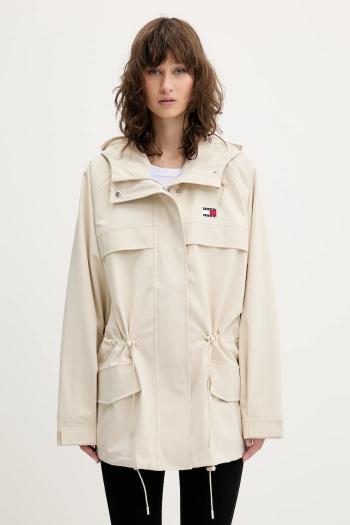 Bunda Tommy Jeans béžová farba, prechodná, DW0DW20244