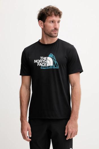 Športové tričko The North Face Mountain Foundation čierna farba, vzorované, NF0A8E19JK31