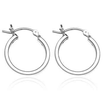 Okrúhle náušnice zo striebra 925 - línie s hranami, 17 mm