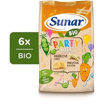 Sunar BIO Party mix, hráškové a mrkvové detské chrumky 6× 45 g (8592084417161)