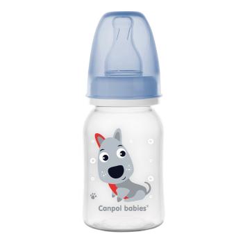 CANPOL BABIES Fľaša s potlačou CUTE ANIMALS 120ml - modrá