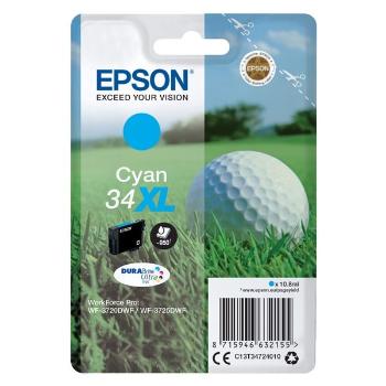 Epson originál ink C13T34724010, T347240, 34XL, cyan, 10.8ml, Epson WF-3720DWF, 3725DWF, azurová