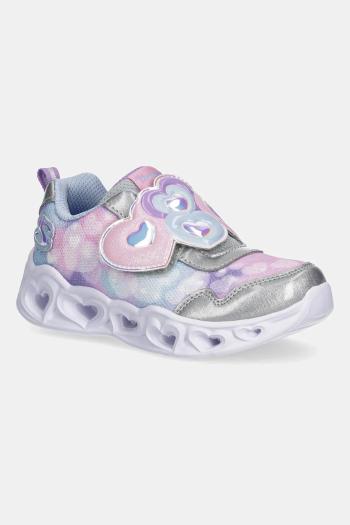 Detské tenisky Skechers HEART LIGHTS LOVIN REFLECTION fialová farba, 302693N