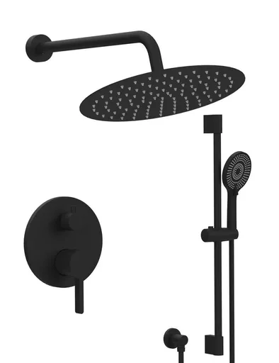 SAPHO - ICONIC podomietková sprchová súprava s pákovou batériou, 2 výstupy, čierna mat AF042B-02