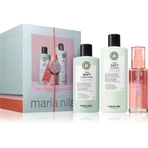 Maria Nila True Soft Holiday Box darčeková sada pre hydratáciu a lesk 3 ks