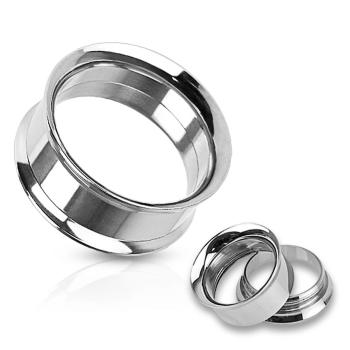 Piercing do ucha - tunel z chirurgickej ocele so zahnutými okrajmi - Hrúbka: 6 mm 