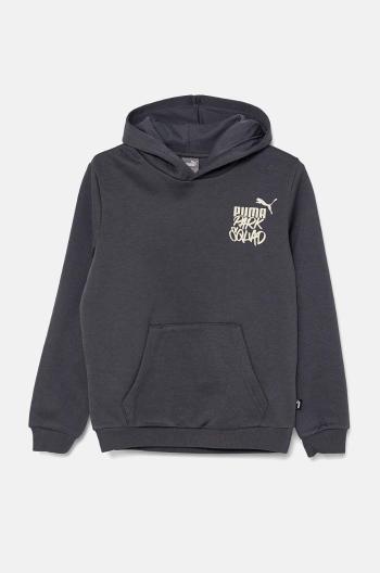 Detská mikina Puma ESS+ MID 90s Hoodie šedá farba, s kapucňou, s potlačou, 681877