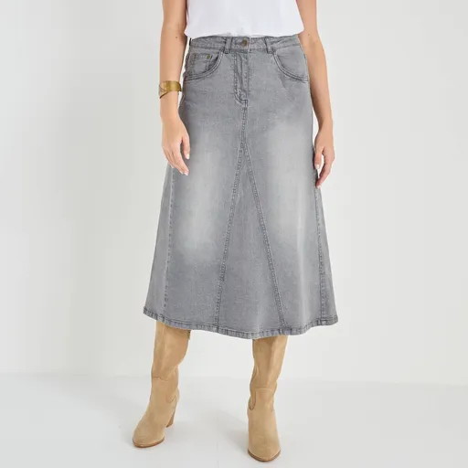Rozšírená džínsová midi sukňa