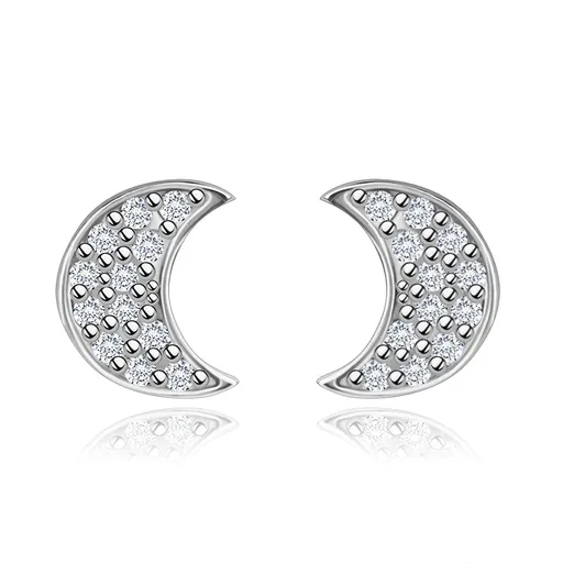 Zlaté náušnice 14K v tvare mesiaca s briliantmi