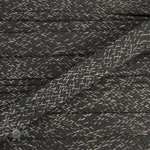 Bavlnená šnúra plochá 15 mm melange antracit