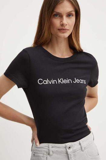 Bavlnené tričko Calvin Klein Jeans dámske, čierna farba, J20J220253