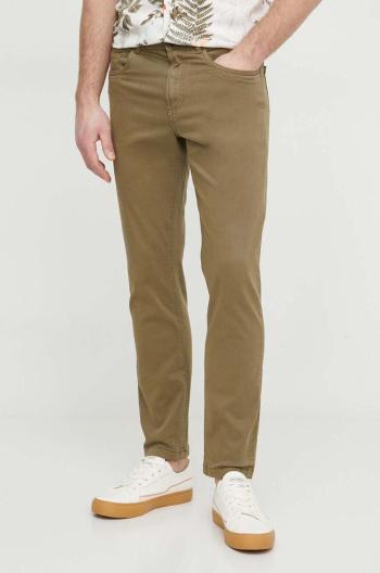 Nohavice Pepe Jeans SLIM FIVE POCKETS PANTS pánske, zelená farba, priliehavé, PM211640