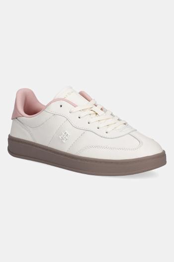 Kožené tenisky Tommy Hilfiger TH PREMIUM HERITAGE SNEAKER béžová farba, FW0FW08755