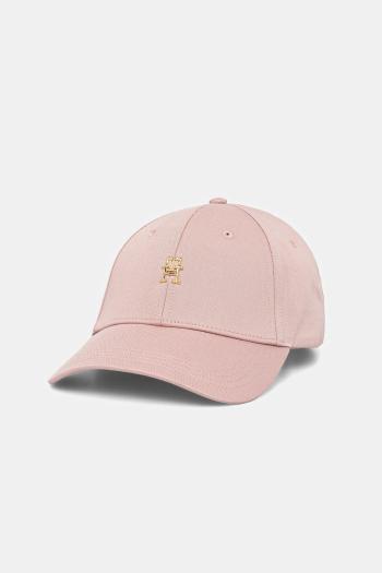 Bavlnená šiltovka Tommy Hilfiger ružová farba, s nášivkou, AW0AW17128