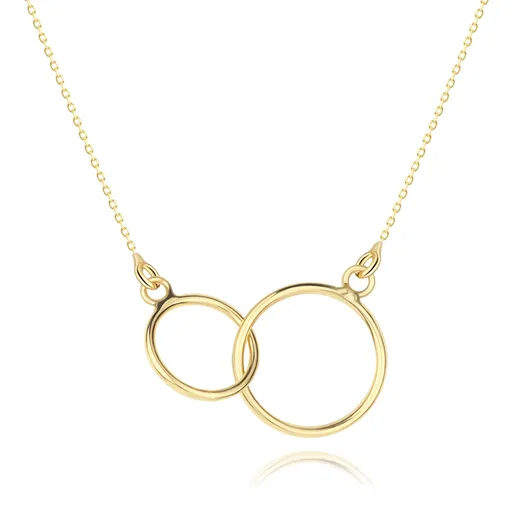 Zlatý 375 náhrdelník zo žltého zlata - dva spojené hladké prstence