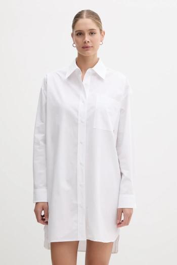 Bavlnené šaty Calvin Klein Jeans biela farba, mini, oversize, LV047C022G