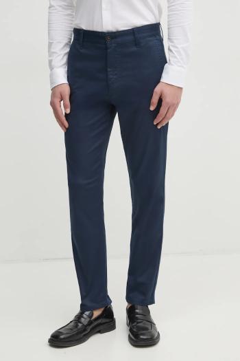 Nohavice BOSS Orange pánske, tmavomodrá farba, strih chinos, 50529332