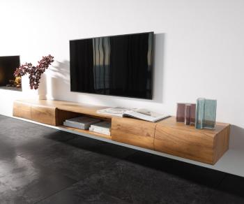 TV stolík Nový 240 cm prírodná akácia 4 dvierka 1 priehradka na