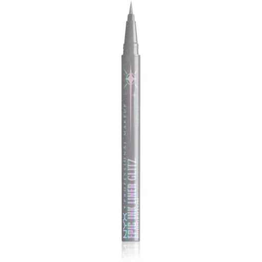 NYX Professional Makeup Bridgerton Royal Epic Ink Liner trblietavá linka na oči odtieň 01 Glitzed In Silver 1 ml