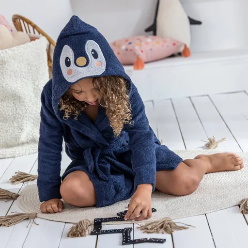 Detský župan z buklé froté zn. Colombine® s motívom tučniaka na kapucni