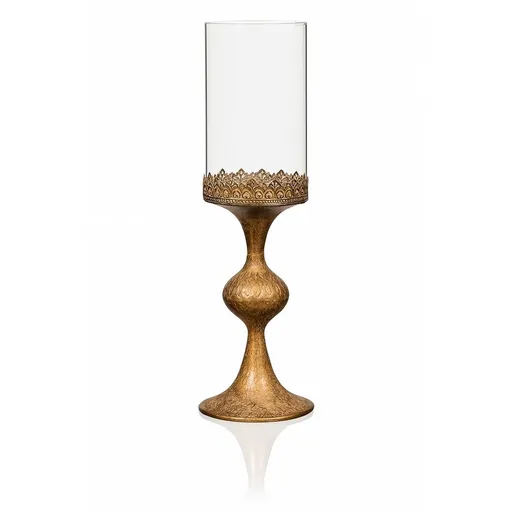 Kovový svietnik so sklom 47 cm, zlatá