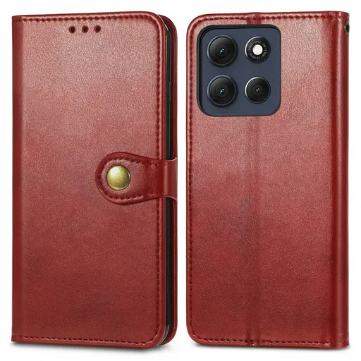 LEATHER BUCKLE Peňaženkový obal pre Motorola Moto G86 Power 5G červený