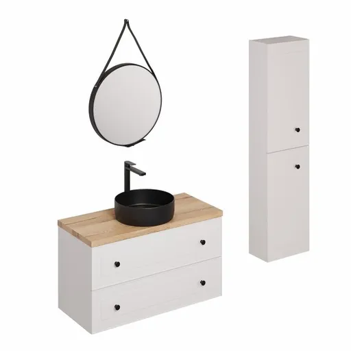 Kúpeľňová zostava s umývadlom vrátane umývadlovej batérie, vtoku a sifónu Naturel Forli biela KSETFORLI1