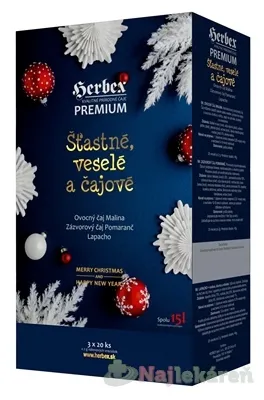 HERBEX Premium Štastné, veselé a čajové čaje (ovocný čaj + zázvorový čaj + lapacho) vrecúška 3x20 ks
