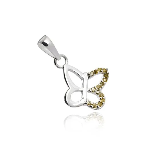 Prívesok zo striebra 925 - motýlik vykladaný žltými zirkónmi