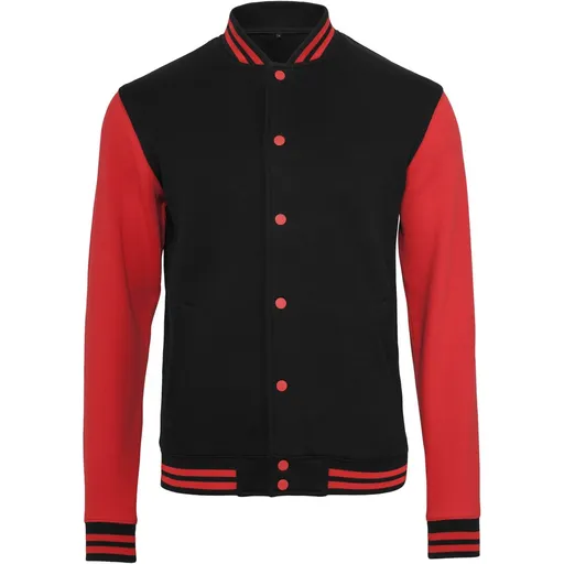 Build Your Brand Pánska baseballová mikina College - Čierna / červená | M