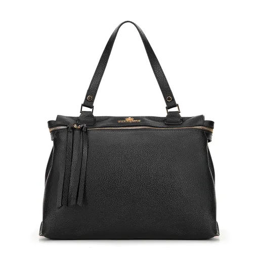 Dámsky kufor z prírodnej kože, čierny 100-4E-801-1