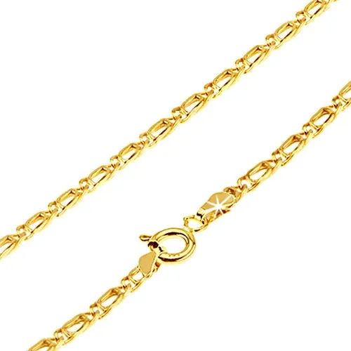 Retiazka zo žltého 14K zlata - dve ohnuté prekrývajúce sa očká, 450 mm