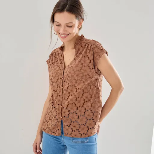 Madeirová blúzka s výstrihom do V