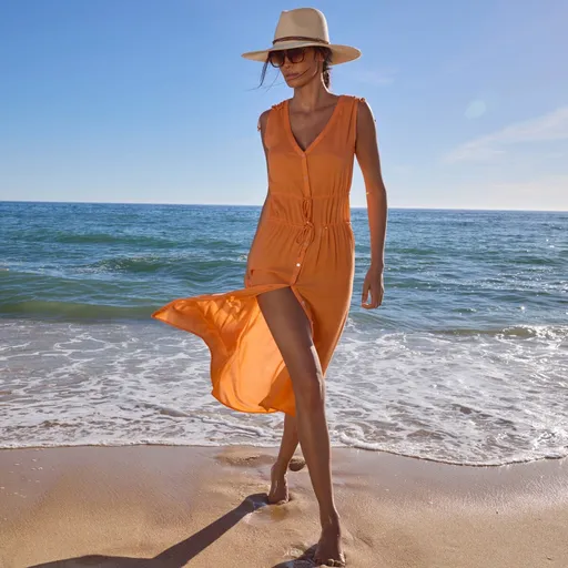 Jednofarebné midi plážové šaty