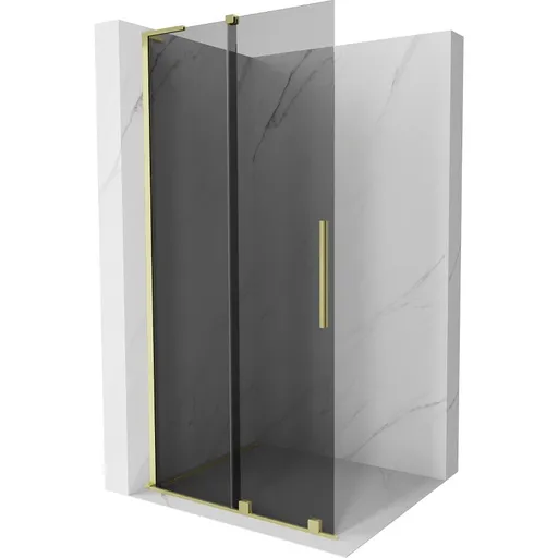 MEXEN/S - Velar L Sprchová zástena posuvná Walk-in 100 x 200, grafit 8 mm, zlato kefovaná 871-100-003-43-55