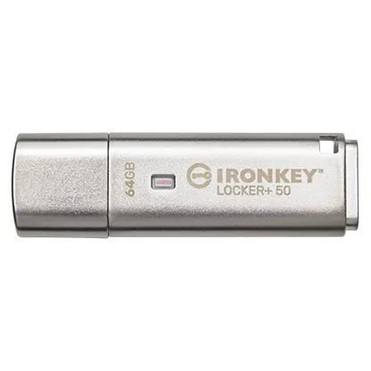 Kingston 64GB IKLP50 IronKey Locker+ 50 AES USB, w/256bit Encryption