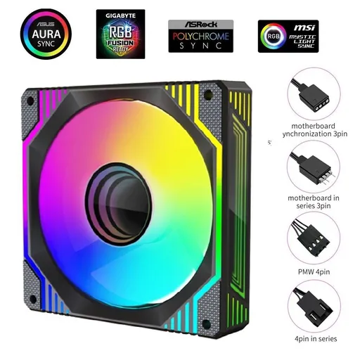 1stCOOL Ventilátor AURA EVO Mirror ARGB PWM, 120mm, čierna