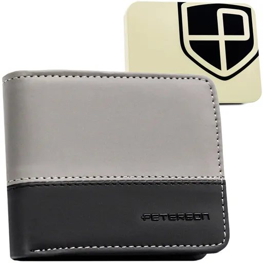 Čierno-sivá pánska peňaženka na šírku bez vonkajšej zapínania - Peterson