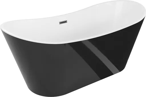 MEXEN/S - Montana vaňa voľne stojaca 180 x 90, biela/čierna, sifón a prepad grafit metal 52011809075-95