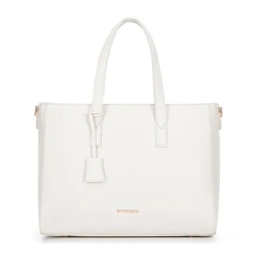 Dámska kabelka na notebook 16” z imitácie kože, krémová 100-4Y-918-0