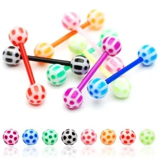 Piercing do jazyka gulička včelie plásty - Farba piercing: Modrá