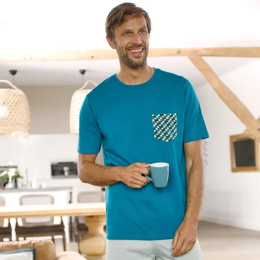 Pyžamové tričko s krátkymi rukávmi, tyrkysové