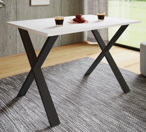 VCM Jídelní stůl Xona 140x50 X-nohy, bílý