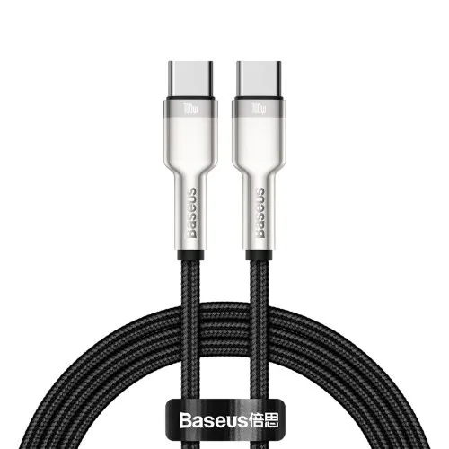 Baseus Cafule Series nabíjací / dátový kábel USB-C samec na USB-C samec s kovovými koncovkami 100W 1m, čierna