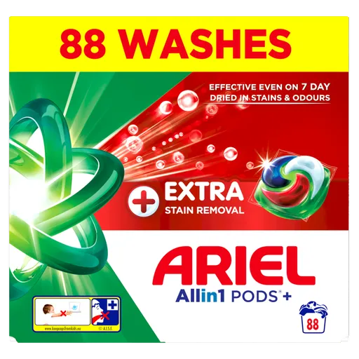 ARIEL Kapsuly na pranie Plus Extra Stain Box 88 praní