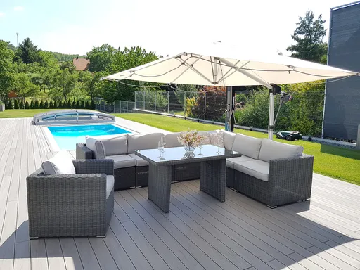 DEOKORK Ratanová variabilná zostava jedalenská SEVILLA pre 7 osob (antracit)