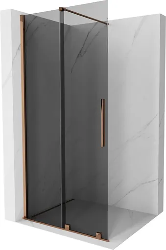 MEXEN/S - Velar Sprchová zástena posuvná Walk-in 120 x 200, grafit 8 mm, ružové zlato 871-120-000-43-60