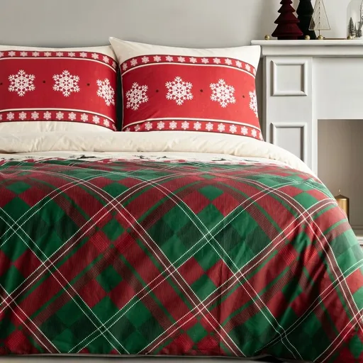ArtFir Vianočné obliečky na jednolôžko AUSTIN | červená/zelená 140 x 200 cm